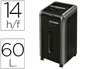 DESTRUCTORA DE DOCUMENTOS FELLOWES 225MI CAPACIDAD DE CORTE 14H SEGURIDAD P5 CLIPS GRAPAS TARJETAS Y CD 60 LITROS