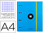 CARPETA CON RECAMBIO LIDERPAPEL ANTARTIK A4 CUADRO 5 MM FORRADA 4 ANILLAS 40MM REDONDAS COLOR AZUL