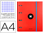 CARPETA CON RECAMBIO LIDERPAPEL ANTARTIK A4 CUADRO 5 MM FORRADA 4 ANILLAS REDONDAS 40MM COLOR ROJO