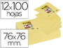 BLOC DE NOTAS ADHESIVAS QUITA Y PON POST-IT SUPER STICKY 76X76 MM ZIGZAG CON 12 BLOC AMARILLO CANARIO