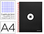 CUADERNO ESPIRAL LIDERPAPEL A4 MICRO ANTARTIK TAPA FORRADA120H 100 GR CUADRO 5MM 5 BANDAS 4 TALADROS COLOR NEGRO