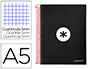 CUADERNO ESPIRAL LIDERPAPEL A5 MICRO ANTARTIK TAPA FORRADA120H 90 GR CUADRO 5MM 5 BANDAS6 TALADROS COLOR NEGRO