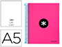 CUADERNO ESPIRAL LIDERPAPEL A5 MICRO ANTARTIK TAPA FORRADA 120H 90 GR LISO CON BANDAS 6 TALADROS COLOR ROSA FLUOR