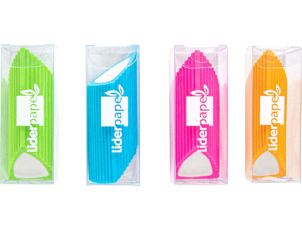 GOMA DE BORRAR LIDERPAPEL BICOLOR TRIANGULAR COLORES SURTIDOS