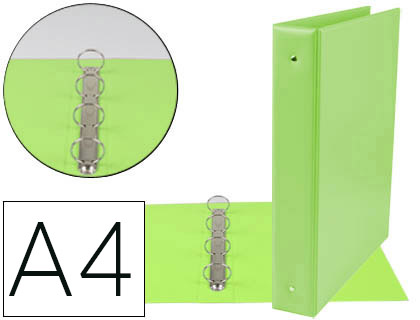 CARPETA DE 4 ANILLAS 40 MM MIXTAS LIDERPAPEL A4 CARTON FORRADO PVC VERDE