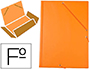 CARPETA LIDERPAPEL GOMAS FOLIO 3 SOLAPAS CARTON FORRADO PVC NARANJA