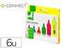 ROTULADOR Q-CONNECT FLUORESCENTE PUNTA BISELADA ESTUCHE DE 6 COLORES