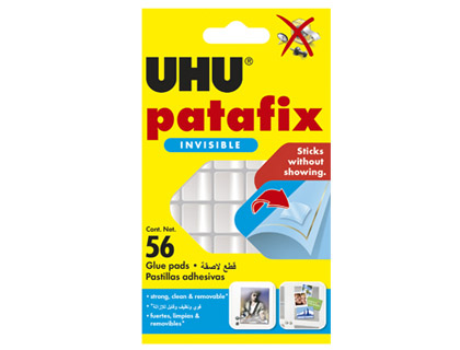 SUJETACOSA UHU PATAFIX TRANSPARENTE BLISTER DE 56 UNIDADES