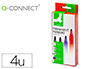 ROTULADOR Q-CONNECT MARCADOR PERMANENTE ESTUCHE DE 4 COLORES SURTIDOS PUNTA BISELADA 5.0 MM