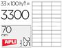 ETIQUETA ADHESIVA APLI 1270 TAMAO 70X25 MM -FOTOCOPIADORA -LASER -INK-JET-CAJA CON 100 HOJAS DIN A4