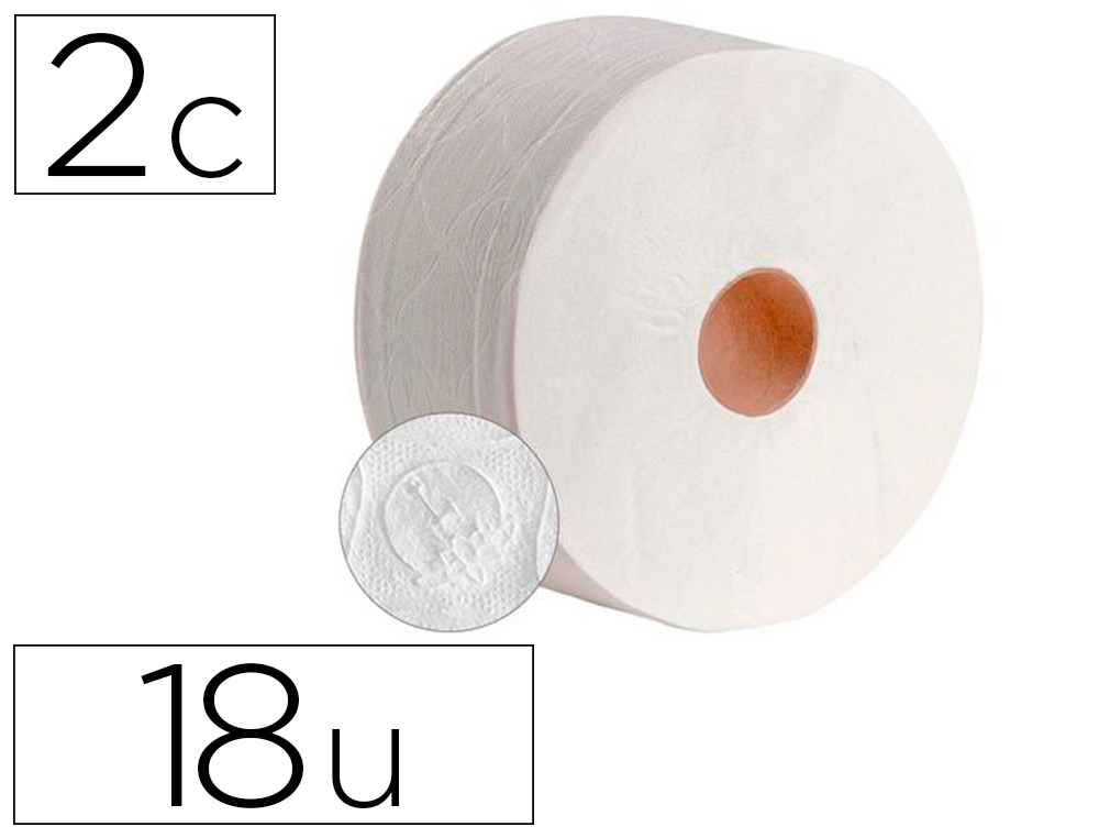 PAPEL HIGIENICO DAHI JUMBO 2 CAPAS CELULOSA BLANCA 140 MT MANDRIL 45 MM PAQUETE DE 18 ROLLOS