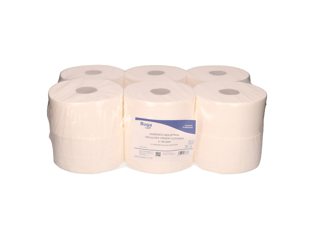 PAPEL HIGIENICO BUNZL GREENSOURCE CELULOSA VIRGEN 2 CAPAS BOBINA 150 MT PARA DISPENSADOR REF. 39939