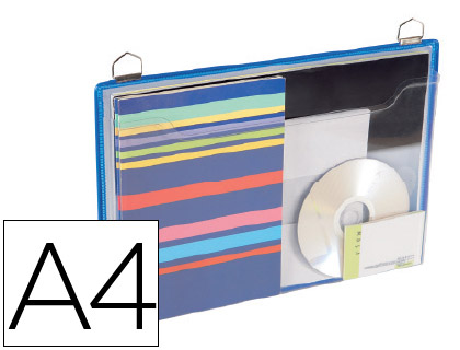 FUNDA PARA COLGAR DJOIS DIN A4 ANILLA METALICA FORMATO HORIZONTAL PACK DE 5 UNIDADES COLOR AZUL