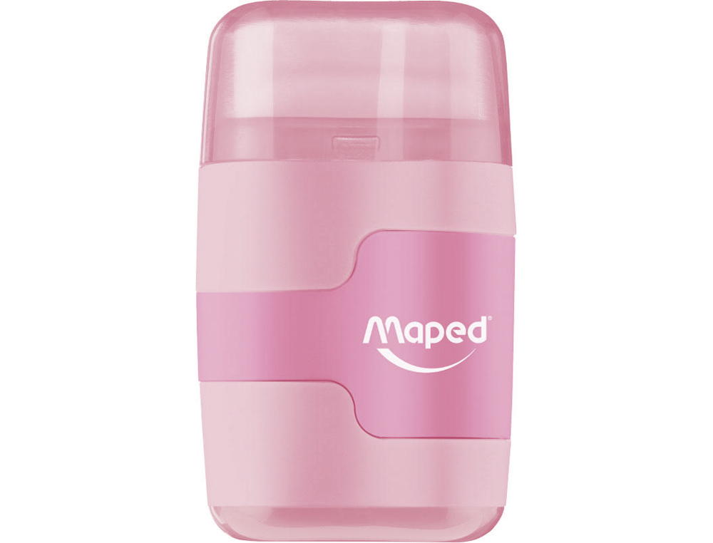 SACAPUNTAS MAPED PLASTICO CONNECT 2 USOS CON GOMA COLORES PASTEL SURTIDOS