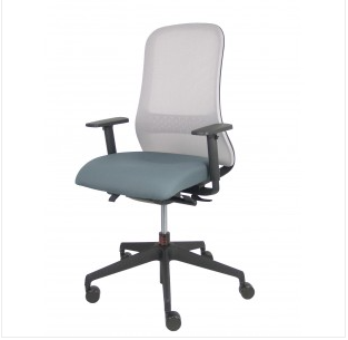 Silla Souly negra traslack malla gris asiento gris brazo 2D con lumbar